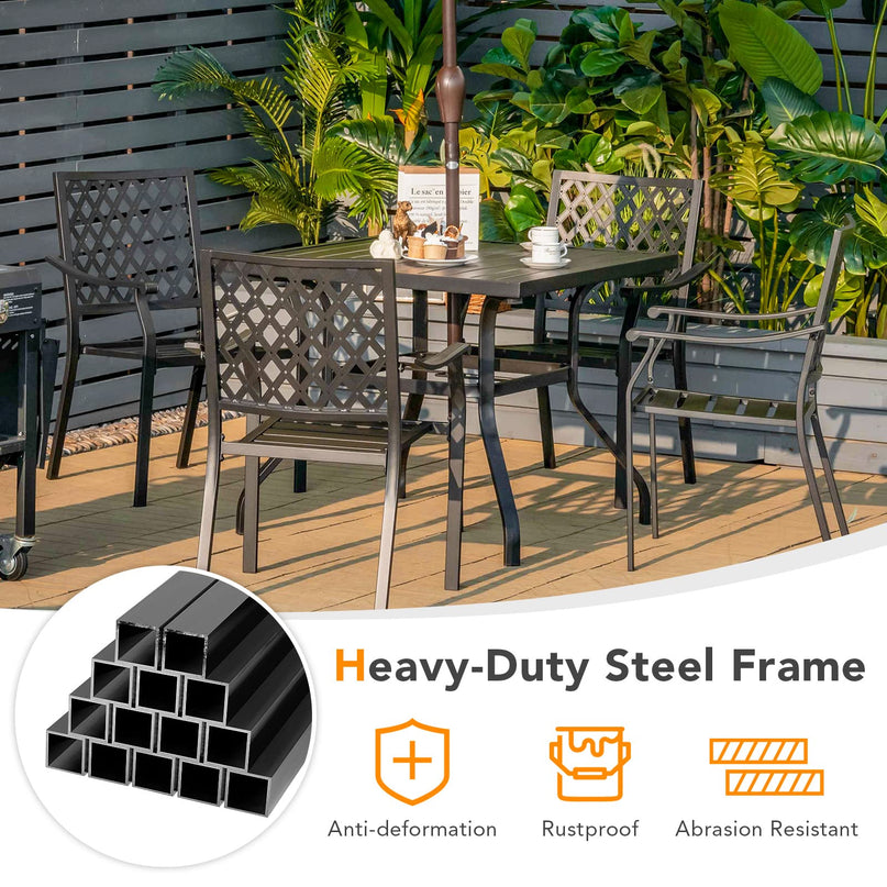 Giantex 5 Piece Patio Dining Set, Outdoor Dining Table W/ 4 Stackable Chairs