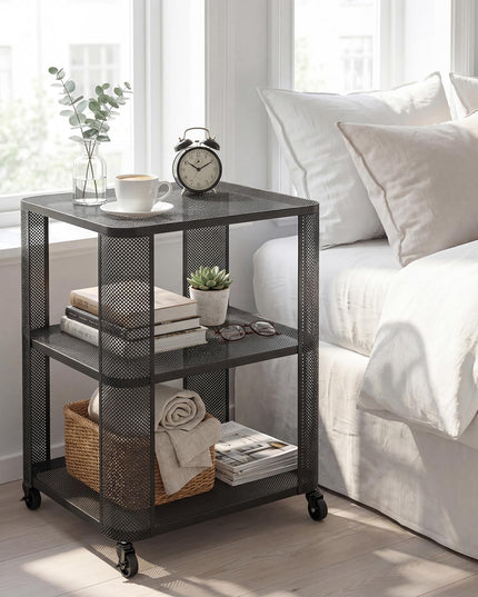 Giantex 3-Tier Rolling Side Table w/Open Storage Shelves (1/2)