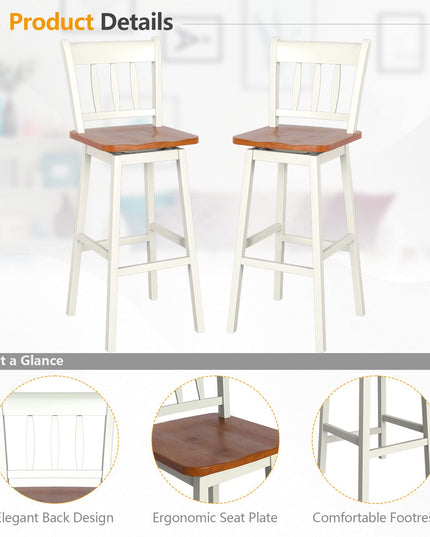30.5 Inch Rubber Wood Bar Chairs - Giantex