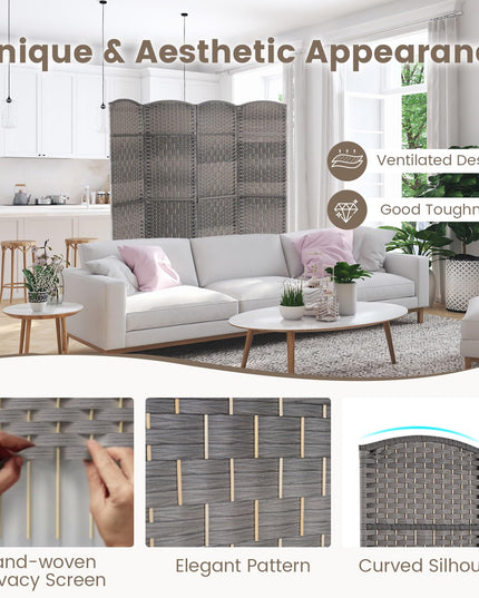 Giantex Room Divider 4 Panel, 6FT Tall Folding Privacy Screen with Solid Wood Frame