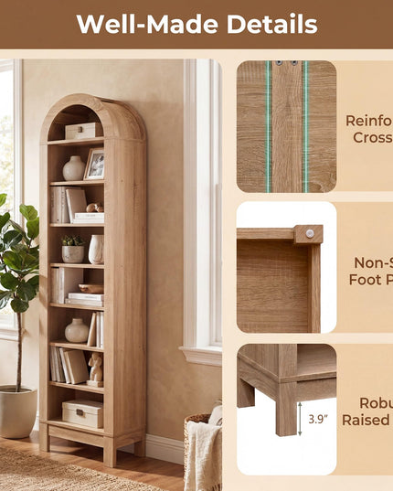 Giantex 71" Tall Arched Bookcase for Living Room