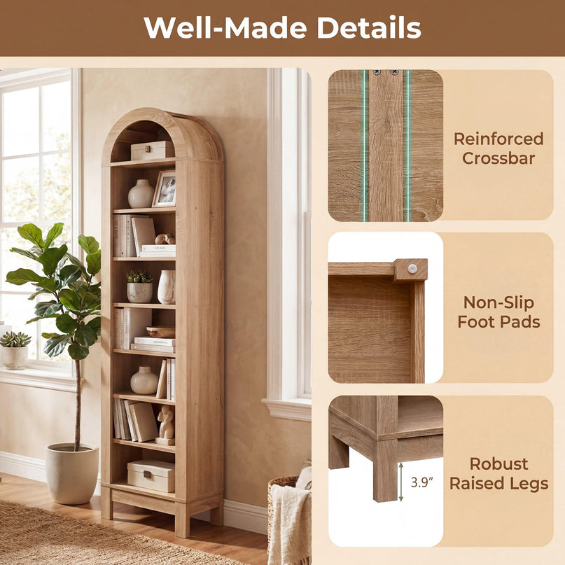 Giantex 71" Tall Arched Bookcase for Living Room