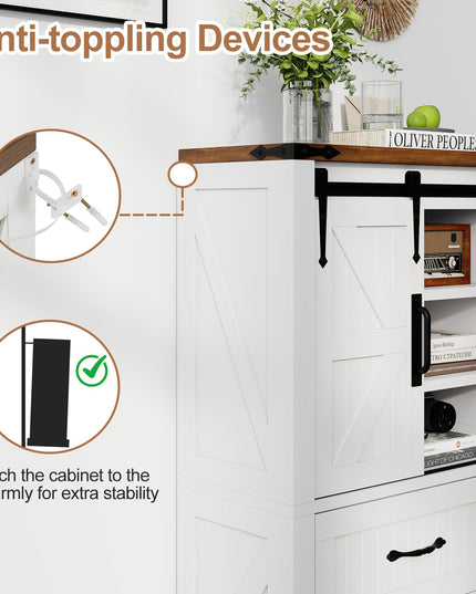 Giantex Bathroom Storage Cabinet w/Sliding Barn Door for Living Room