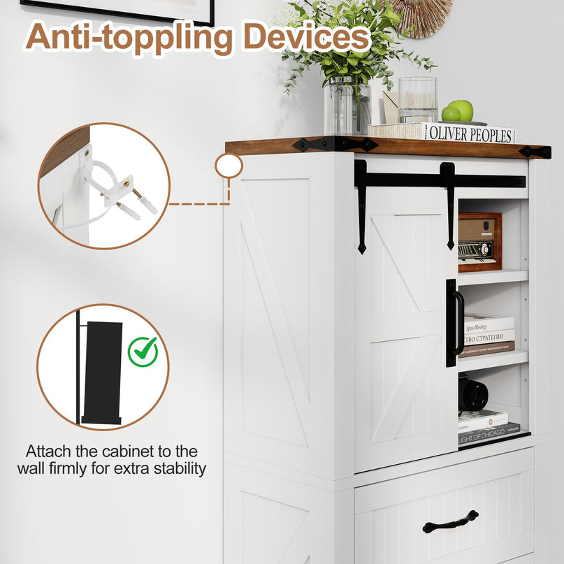 Giantex Bathroom Storage Cabinet w/Sliding Barn Door for Living Room