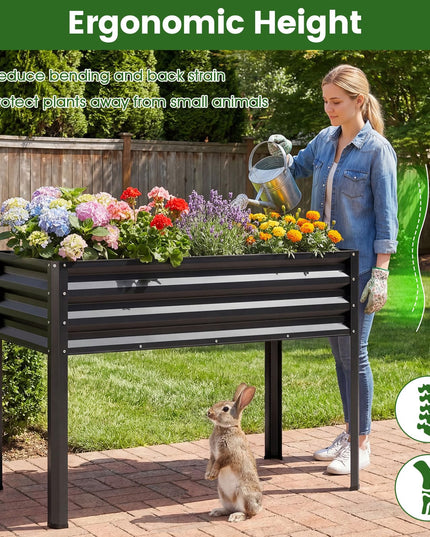 Giantex Raised Garden Bed with Legs | 44" x 22" x 32" Metal Large Elevated Planter Box (1/2)