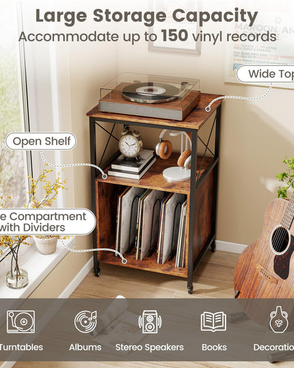 Giantex Record Player Stand with Charging Station for Living Room