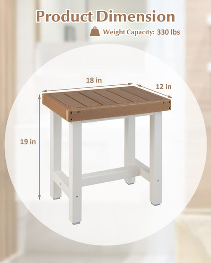 Giantex Shower Bench Waterproof HDPE - Shower Stool, Plastic Spa Bath Step Foot Rest for Bathroom