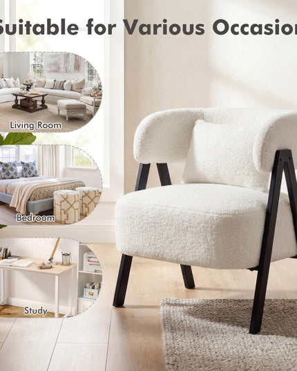 Fauteuil d'appoint en forme de tonneau Giantex avec revêtement en fausse fourrure de lapin (1/2)