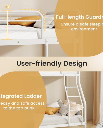 Giantex Metal Bunk Beds Twin Over Full Size, Heavy Duty Bunk Bed for Teens Adults with Ladder & Guardrails