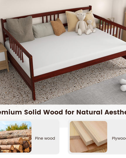 Giantex Full Size Daybed, Wooden Daybed Sofa Bed Frame with Wood Slat Support for Kids Teens (Full)
