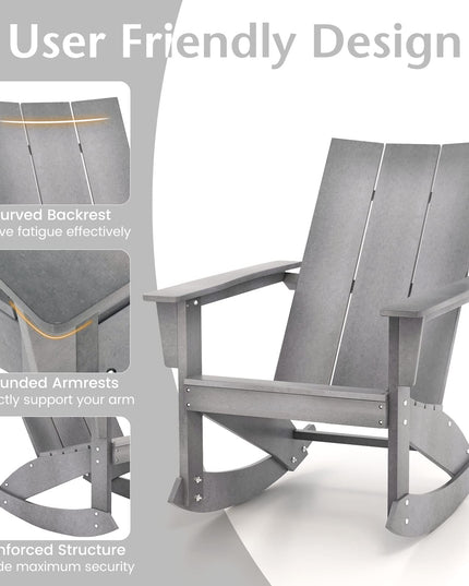 Giantex Outdoor Rocking Chairs for Porch - Waterproof HDPE Adirondack Rocker, 330lbs Weight Capacity