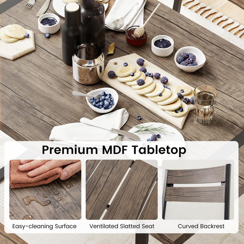 Giantex Ensemble Table de Salle à Manger pour 4 Personnes Table de Cuisine Rectangulaire de 119 cm