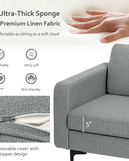 Giantex Modern Accent Chair w/Comfy Thick Cushion, Magazine Pockets