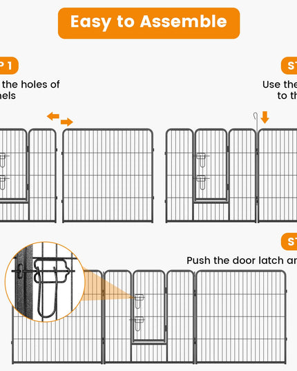 Giantex Dog Playpen Outdoor 32" H - 8/16 Panels Metal Pet Fence for Medium Dogs, Heavy Duty Dog Pen Exercise Fence with Door