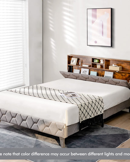 Giantex Full Size Bed Frame with Storage Headboard