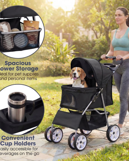 Giantex Foldable Pet Stroller for Small Dogs & Cats