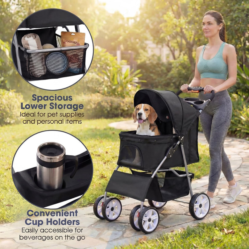 Giantex Foldable Pet Stroller for Small Dogs & Cats