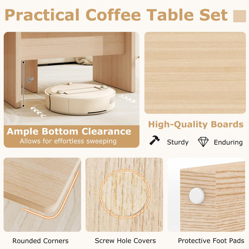Giantex L Shaped Coffee Table Set of 2 for Small Spaces Apartment