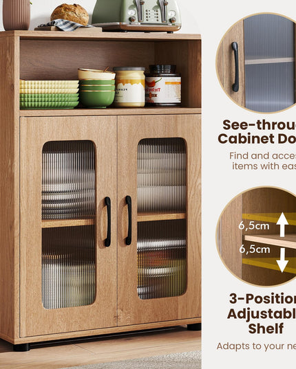 Giantex Bathroom Storage Cabinet with 2 Doors & 3-Level Adjustable Shelf