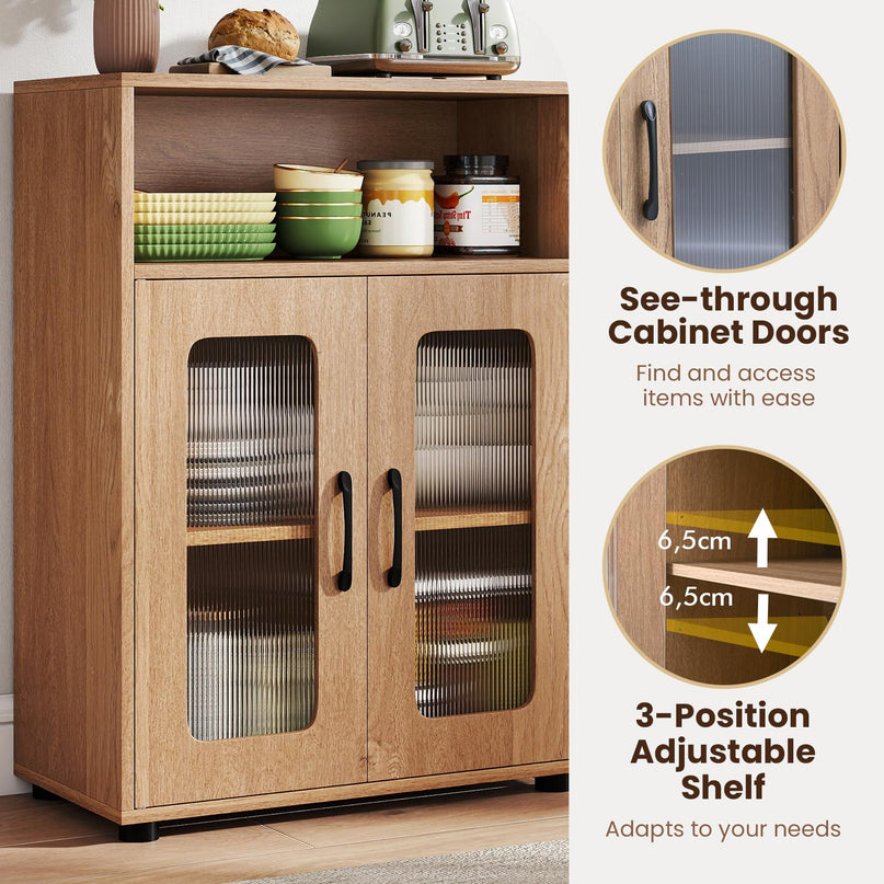 Giantex Bathroom Storage Cabinet with 2 Doors & 3-Level Adjustable Shelf