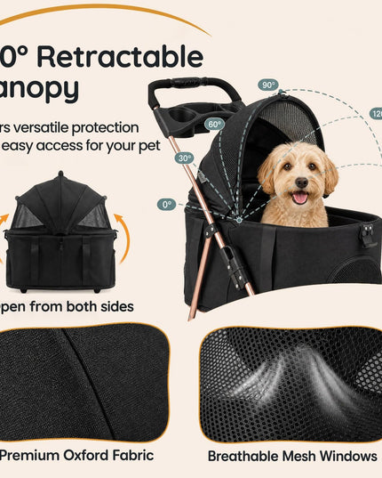 GIANTEX 3-in-1 Pet Stroller for Small Dogs & Cats with Detachable Carrier