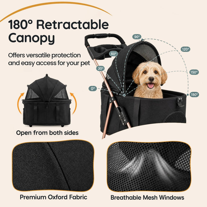 GIANTEX 3-in-1 Pet Stroller for Small Dogs & Cats with Detachable Carrier