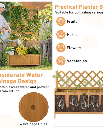 Planter Raised Bed with Trellis - Giantex