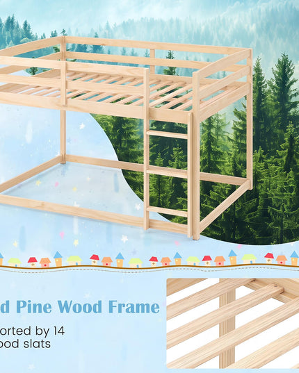 GIANTEX Full Over Full Bunk Bed with Full-Length Guardrails