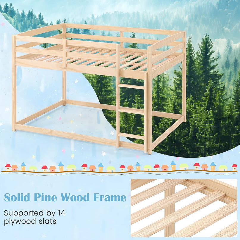 GIANTEX Full Over Full Bunk Bed with Full-Length Guardrails