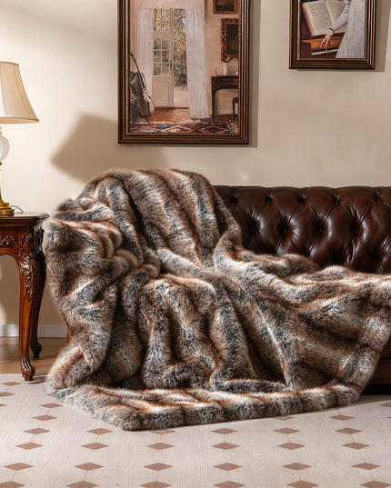 Giantex Faux Fur Throw Blanket Faux Fox Fur Blankets