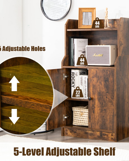 Rustic Brown 2 Doors Bookcase with Adjustable Shelf