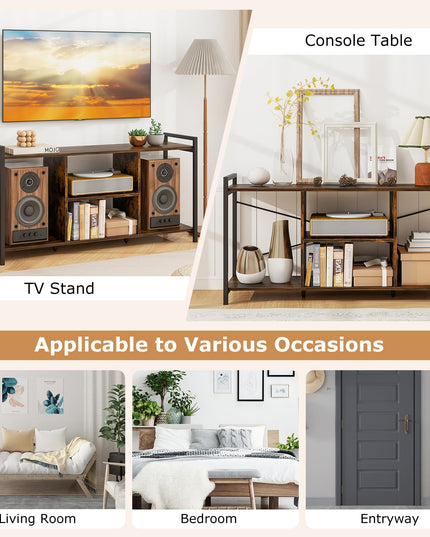 Giantex TV Stand for TVs up to 55", 3-Tier Entertainment Center with Open Storage Shelves, Side Guardrails & Metal Frame