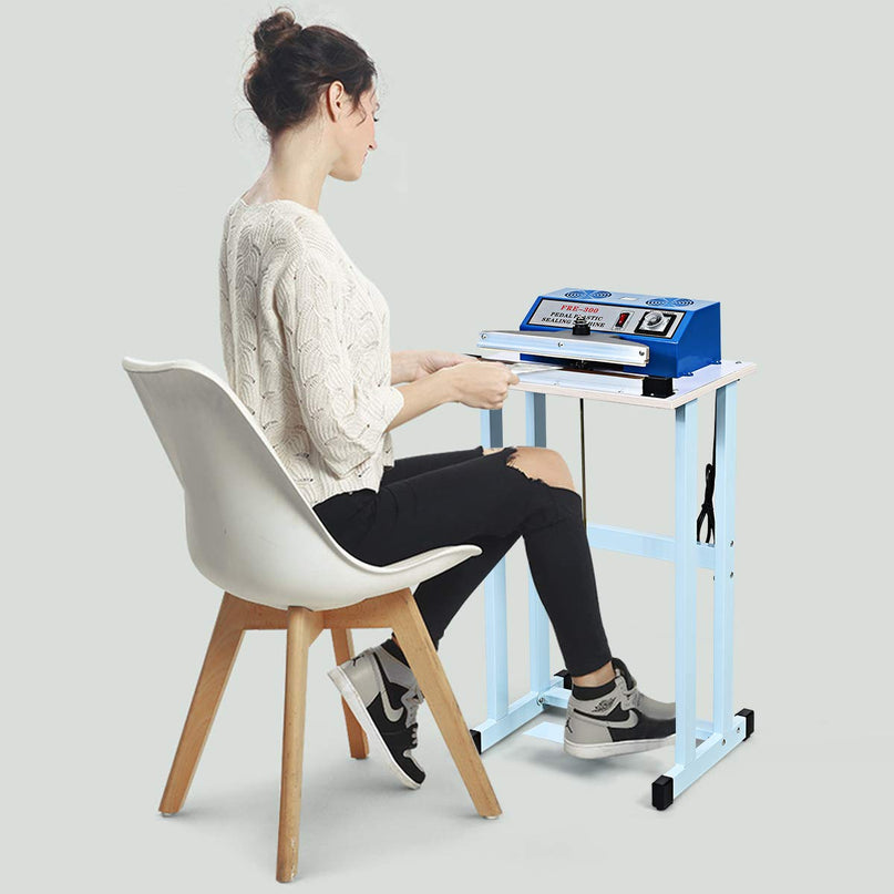 110V 12" Foot Pedal Impulse Sealer with Cutter, Heat Seal Closer Plastic Bag Sealing Machine
