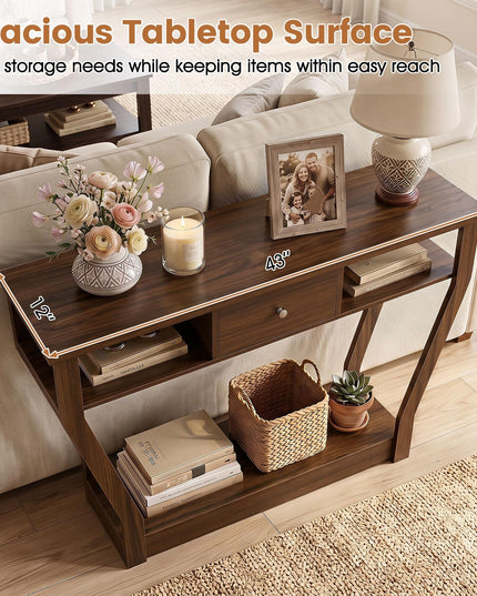 GIANTEX 43" Modern Console Table with Drawer & Storage Shelf