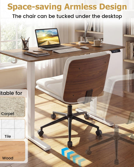 Giantex Armless Office Chair with Wheels for Home Office & Bedroom