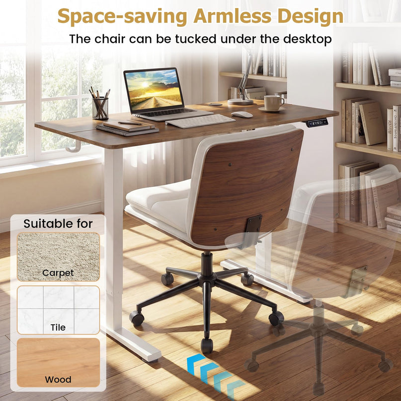 Giantex Armless Office Chair with Wheels for Home Office & Bedroom