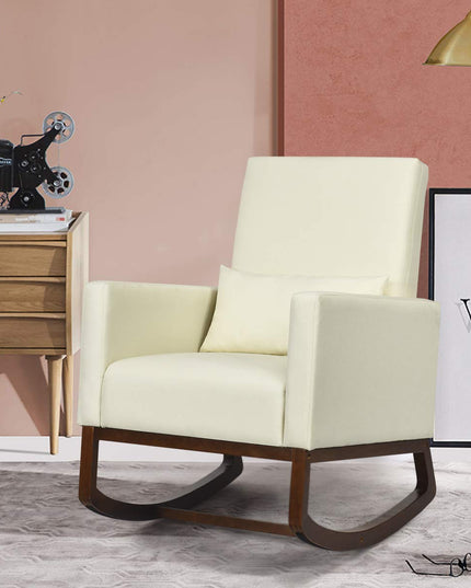 Giantex Upholstered Rocking Chair, Modern High Back Armchair