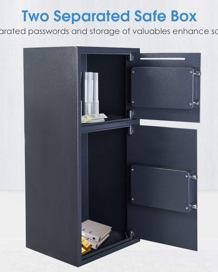 Safe Box Security Lock Box with Double Door and Keys, Gun Cash Valuable Storage