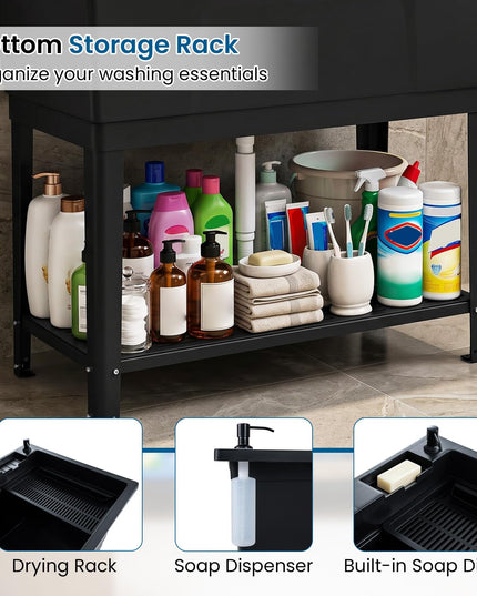 Giantex Freestanding Utility Sink with Bottom Storage Shelf