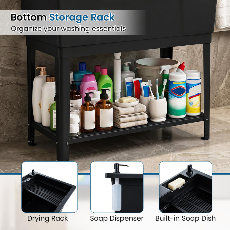 Giantex Freestanding Utility Sink with Bottom Storage Shelf