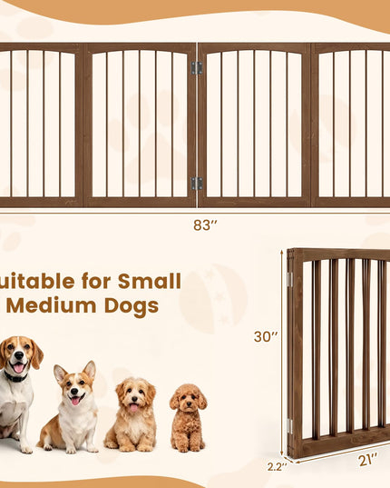 Giantex Freestanding Foldable Dog Gate Indoor 211cm W x 76cm H Extra Wide