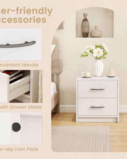 Giantex Nightstand with 2 Drawers, Modern Night Stand with Storage Drawers, Compact Floor Sofa Side Table for Small Spaces