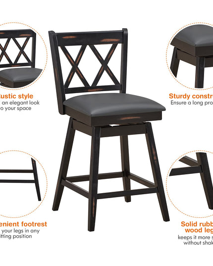 Giantex Bar Stool with Foot Rest Upholstered Cushion & Ergonomic Backrest