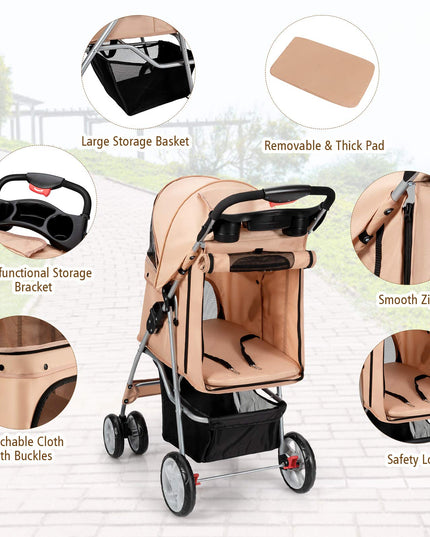 Pet Stroller for Small Medium Dogs Cats Puppy - Giantex