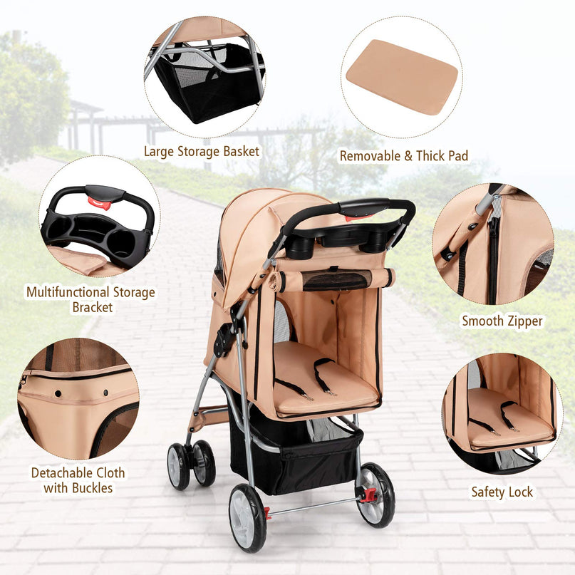 Pet Stroller for Small Medium Dogs Cats Puppy - Giantex