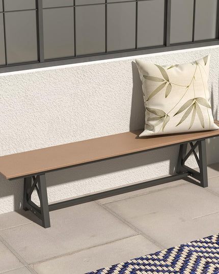 Giantex Outdoor Bench, 3-4 Person Garden Bench, 72" Long Patio Bench with Metal Frame