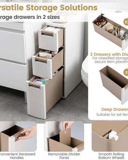 Giantex 3-Tier/ 4-Tier Narrow Rolling Storage Cabinet (1/2)