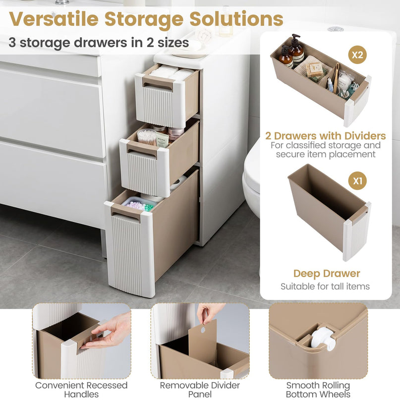 Giantex 3-Tier/ 4-Tier Narrow Rolling Storage Cabinet (1/2)