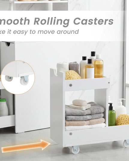 Giantex Meuble de rangement mince | Organisateur de salle de bain autoportant étroit avec étagères ouvertes