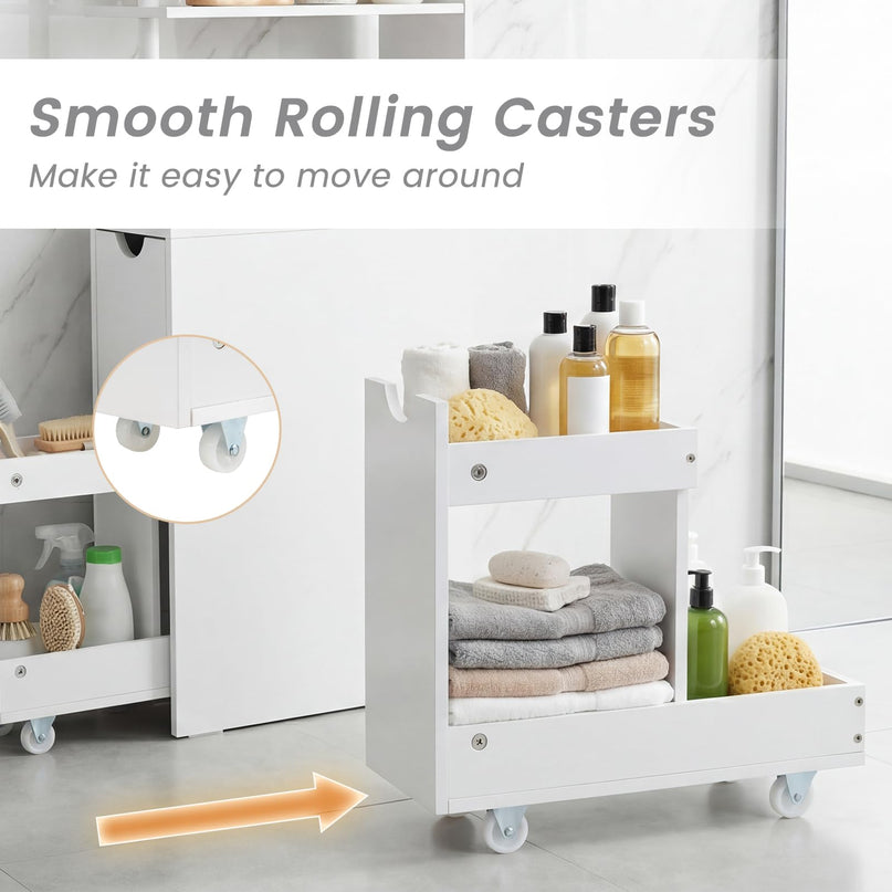 Giantex Meuble de rangement mince | Organisateur de salle de bain autoportant étroit avec étagères ouvertes